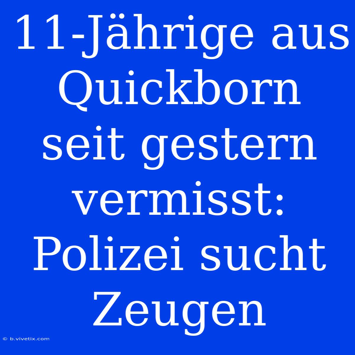 11-Jährige Aus Quickborn Seit Gestern Vermisst: Polizei Sucht Zeugen