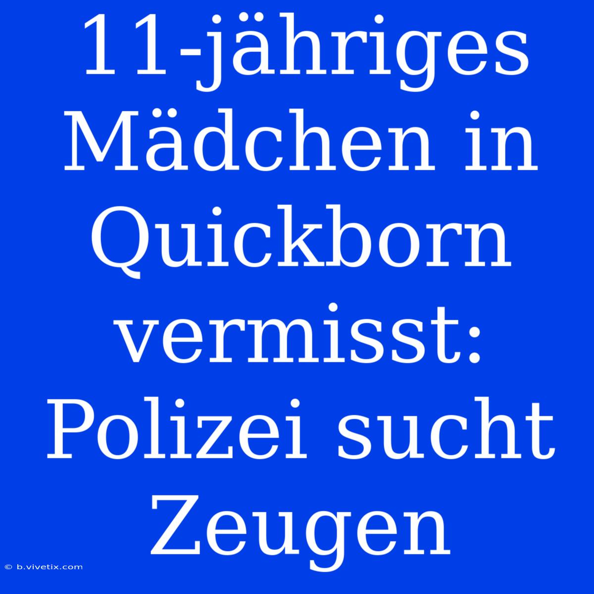 11-jähriges Mädchen In Quickborn Vermisst: Polizei Sucht Zeugen