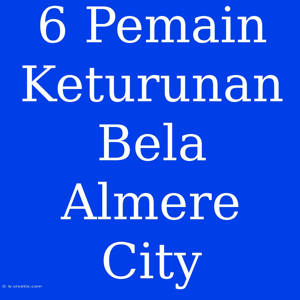 6 Pemain Keturunan Bela Almere City