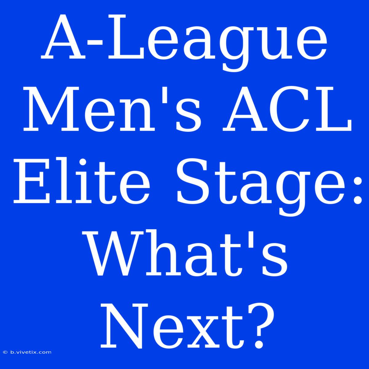 A-League Men's ACL Elite Stage: What's Next?