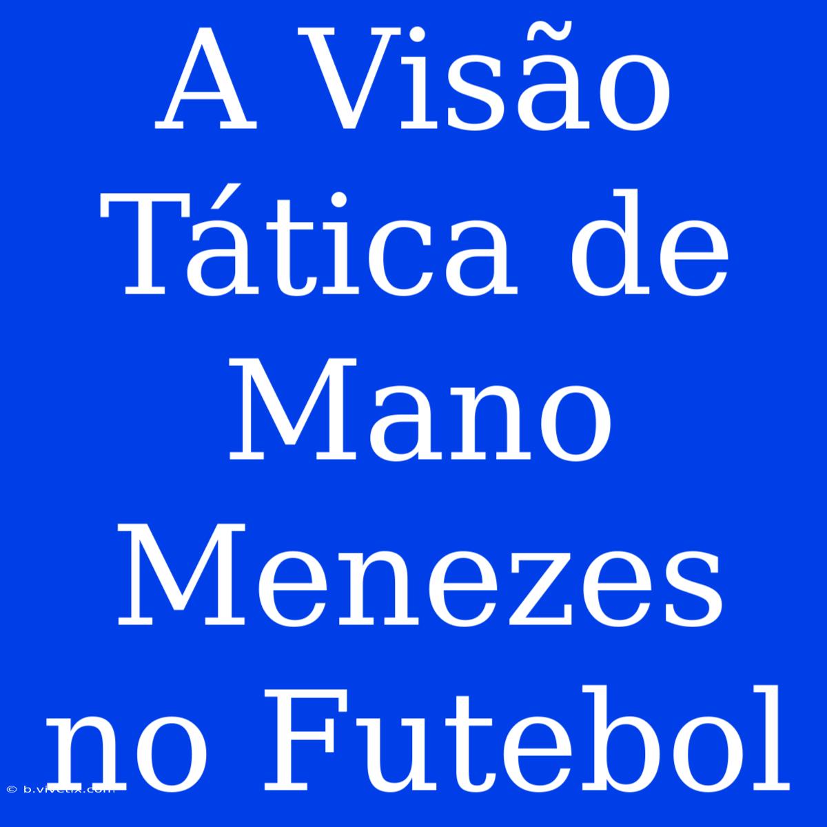 A Visão Tática De Mano Menezes No Futebol 