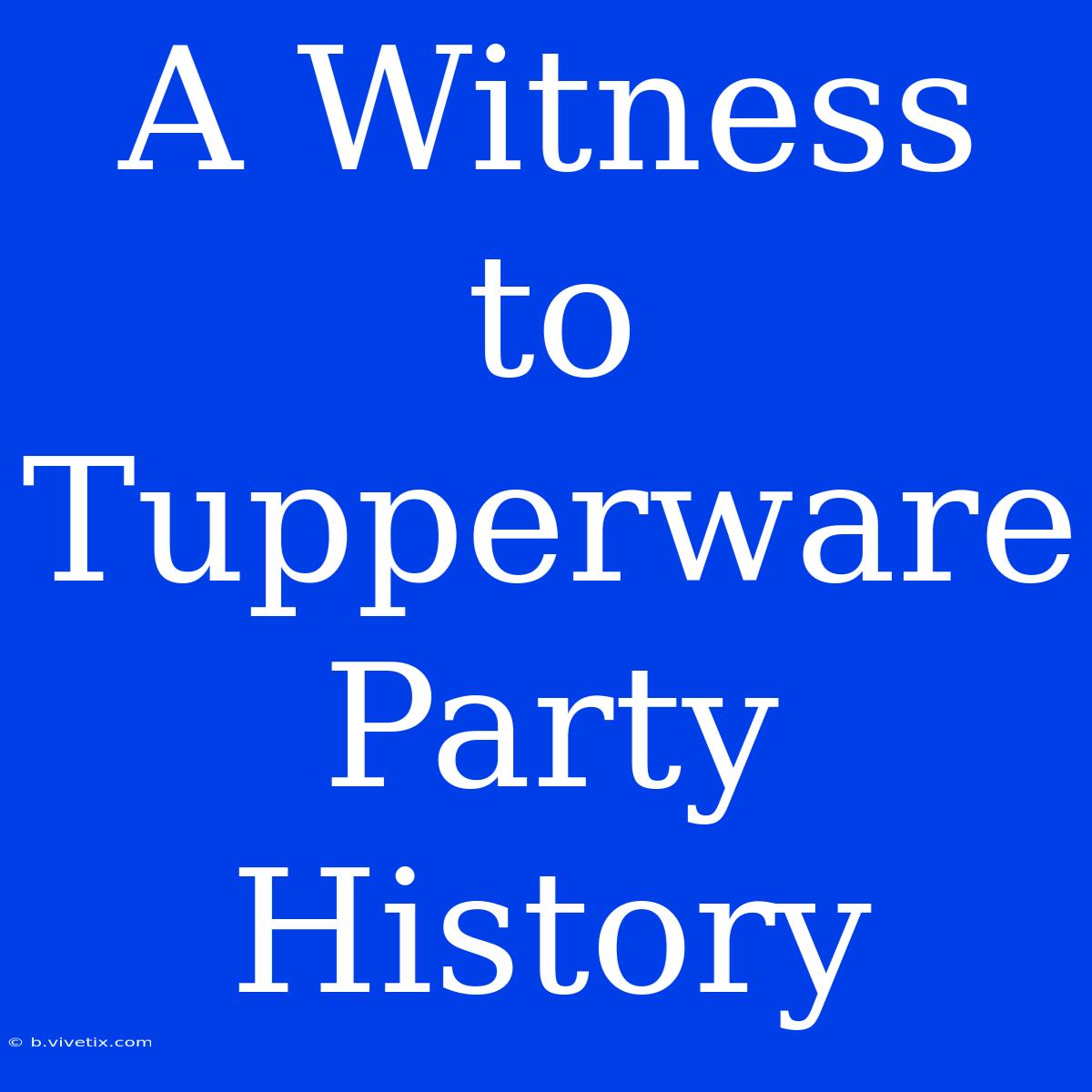 A Witness To Tupperware Party History