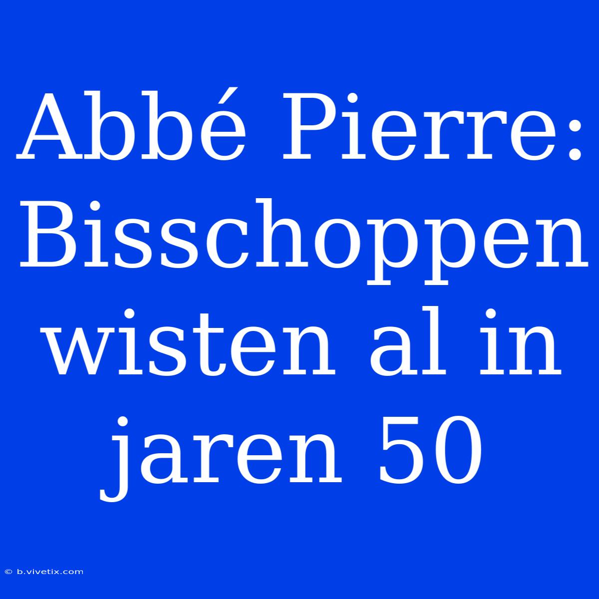 Abbé Pierre: Bisschoppen Wisten Al In Jaren 50