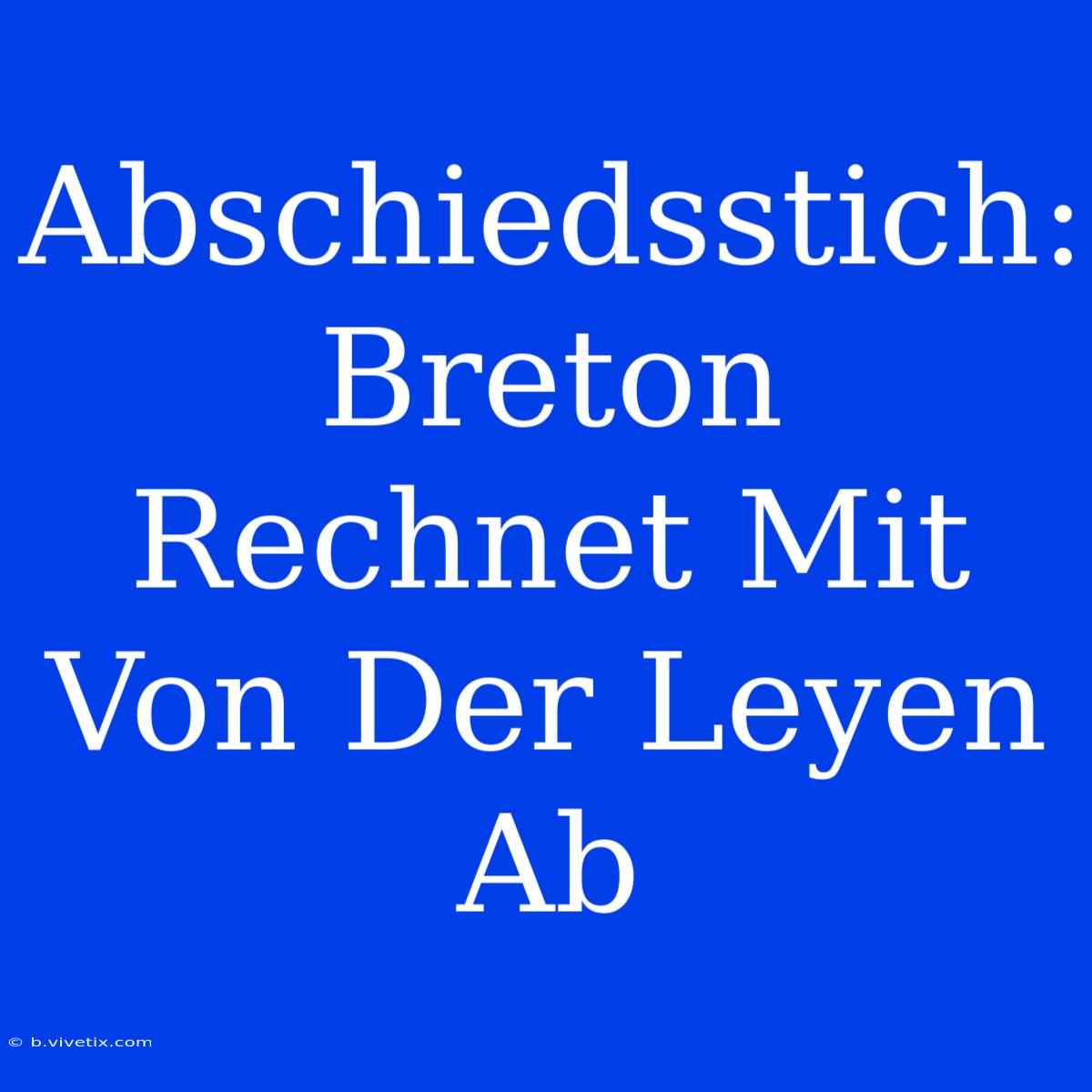 Abschiedsstich: Breton Rechnet Mit Von Der Leyen Ab