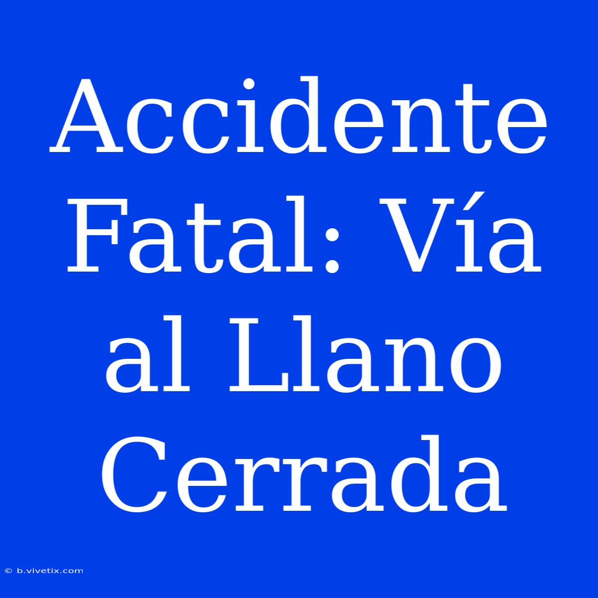 Accidente Fatal: Vía Al Llano Cerrada 