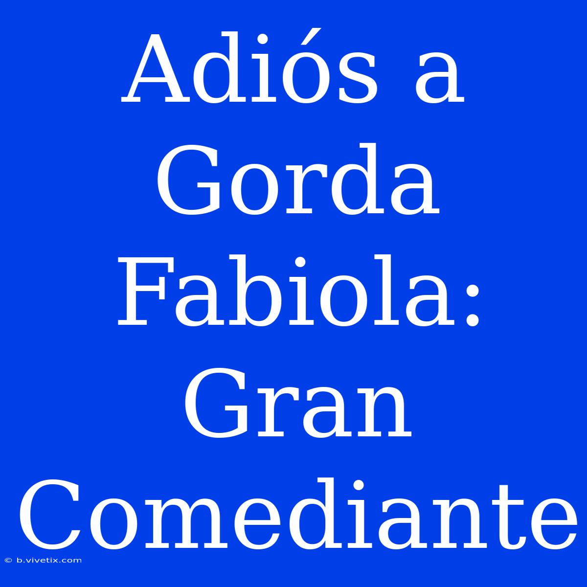 Adiós A Gorda Fabiola: Gran Comediante