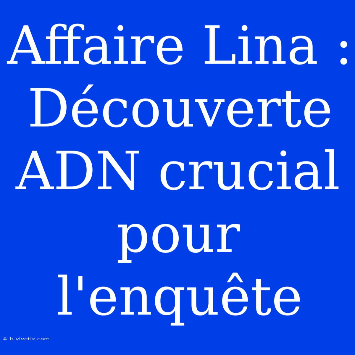 Affaire Lina : Découverte ADN Crucial Pour L'enquête