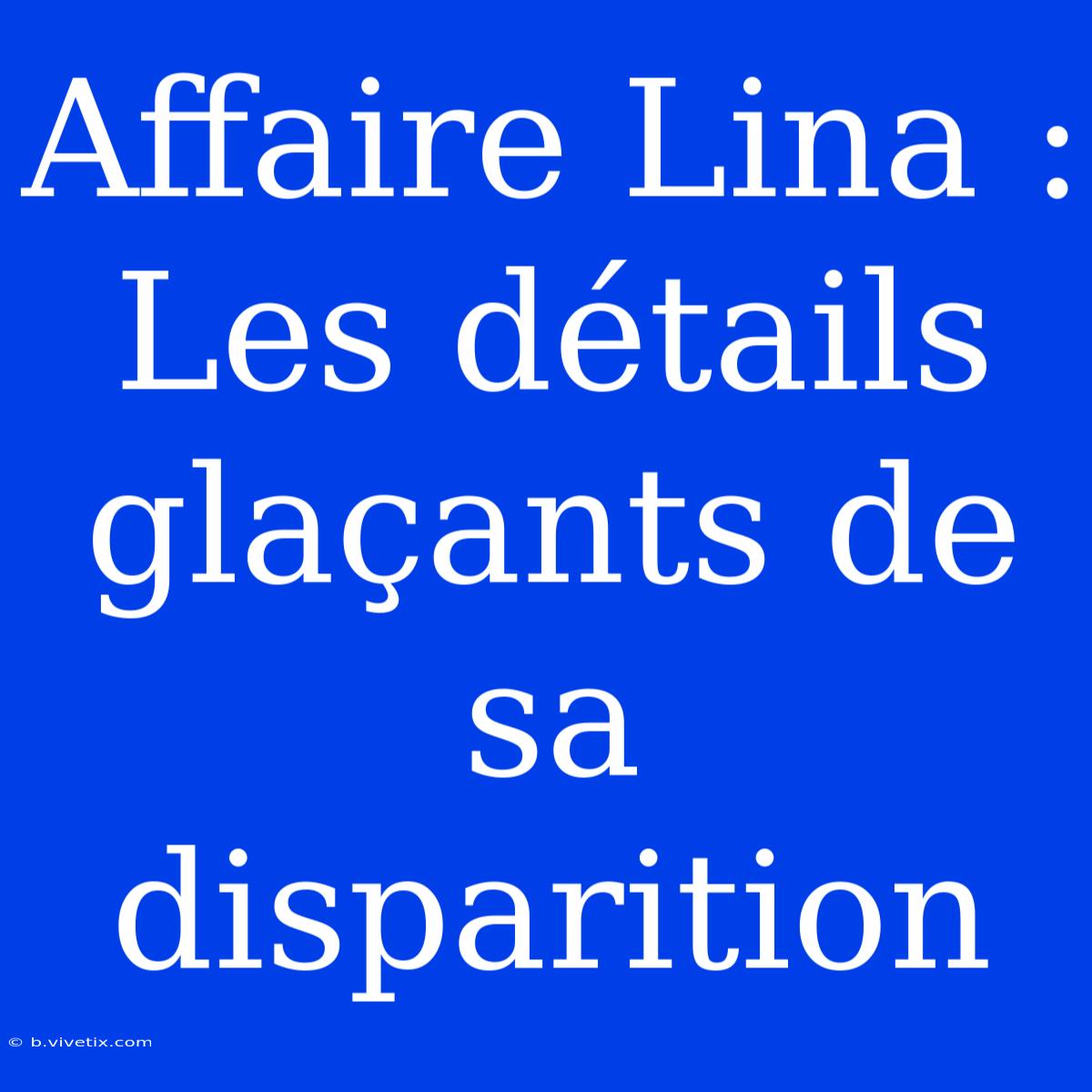 Affaire Lina : Les Détails Glaçants De Sa Disparition