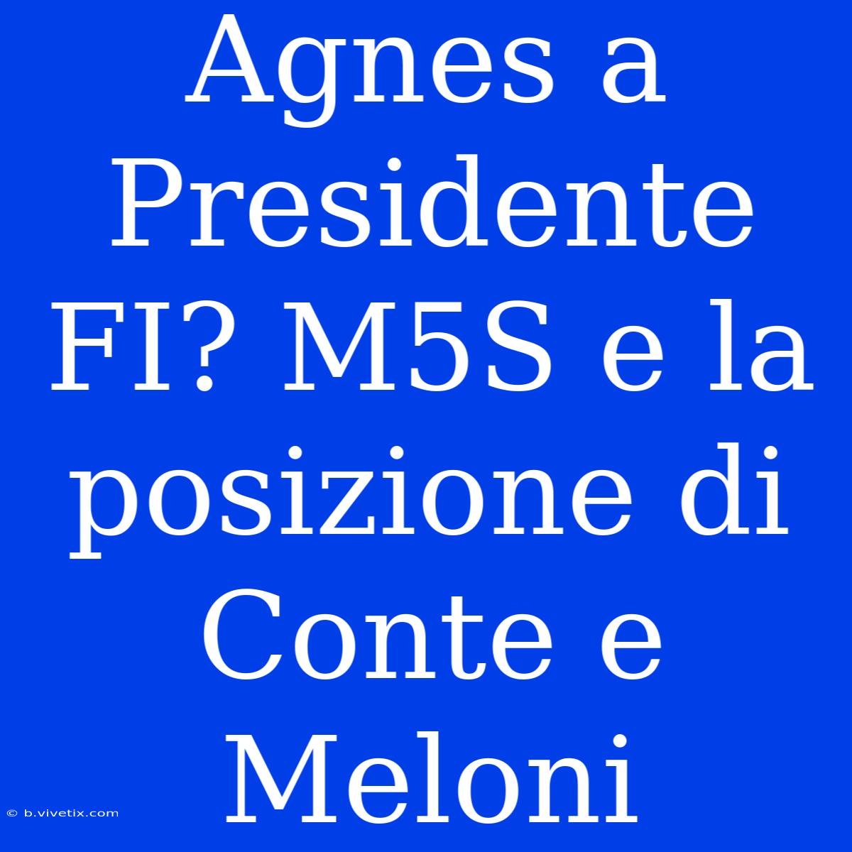 Agnes A Presidente FI? M5S E La Posizione Di Conte E Meloni