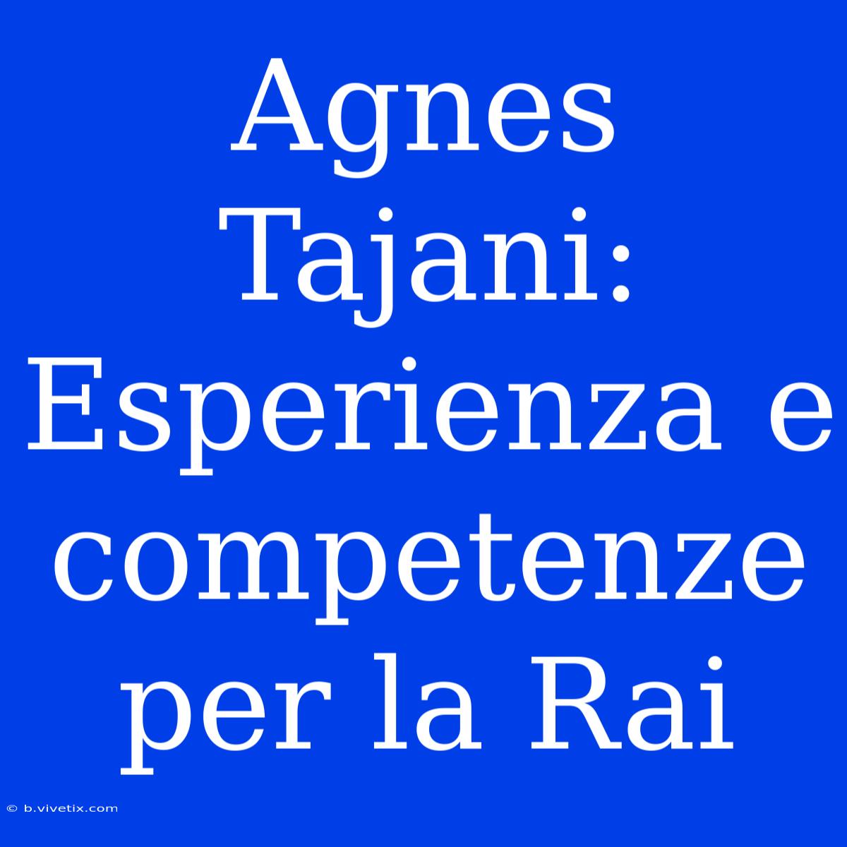 Agnes Tajani: Esperienza E Competenze Per La Rai