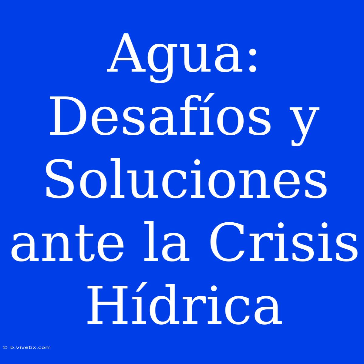 Agua: Desafíos Y Soluciones Ante La Crisis Hídrica