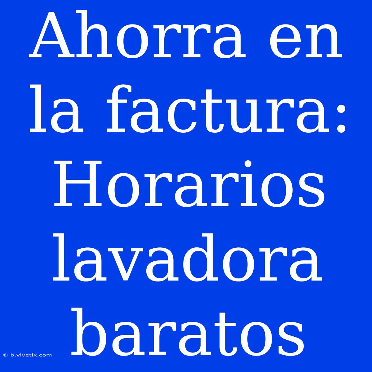 Ahorra En La Factura: Horarios Lavadora Baratos