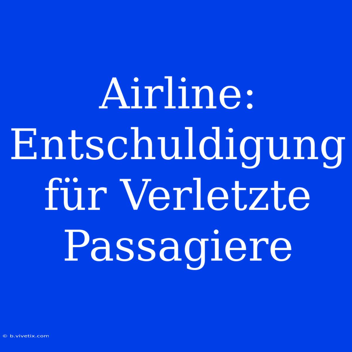 Airline: Entschuldigung Für Verletzte Passagiere