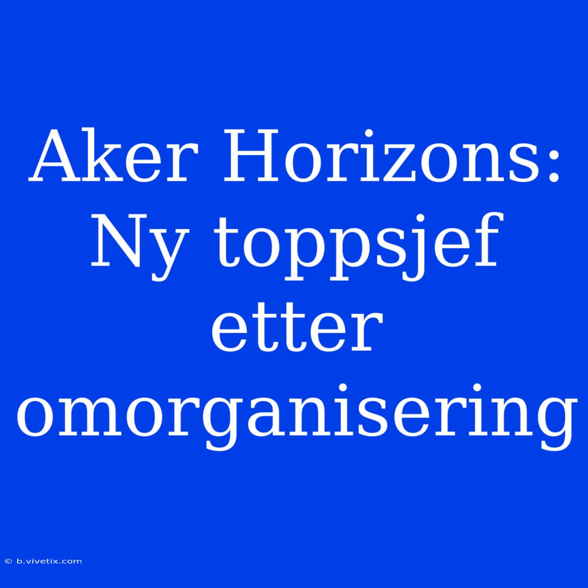 Aker Horizons: Ny Toppsjef Etter Omorganisering