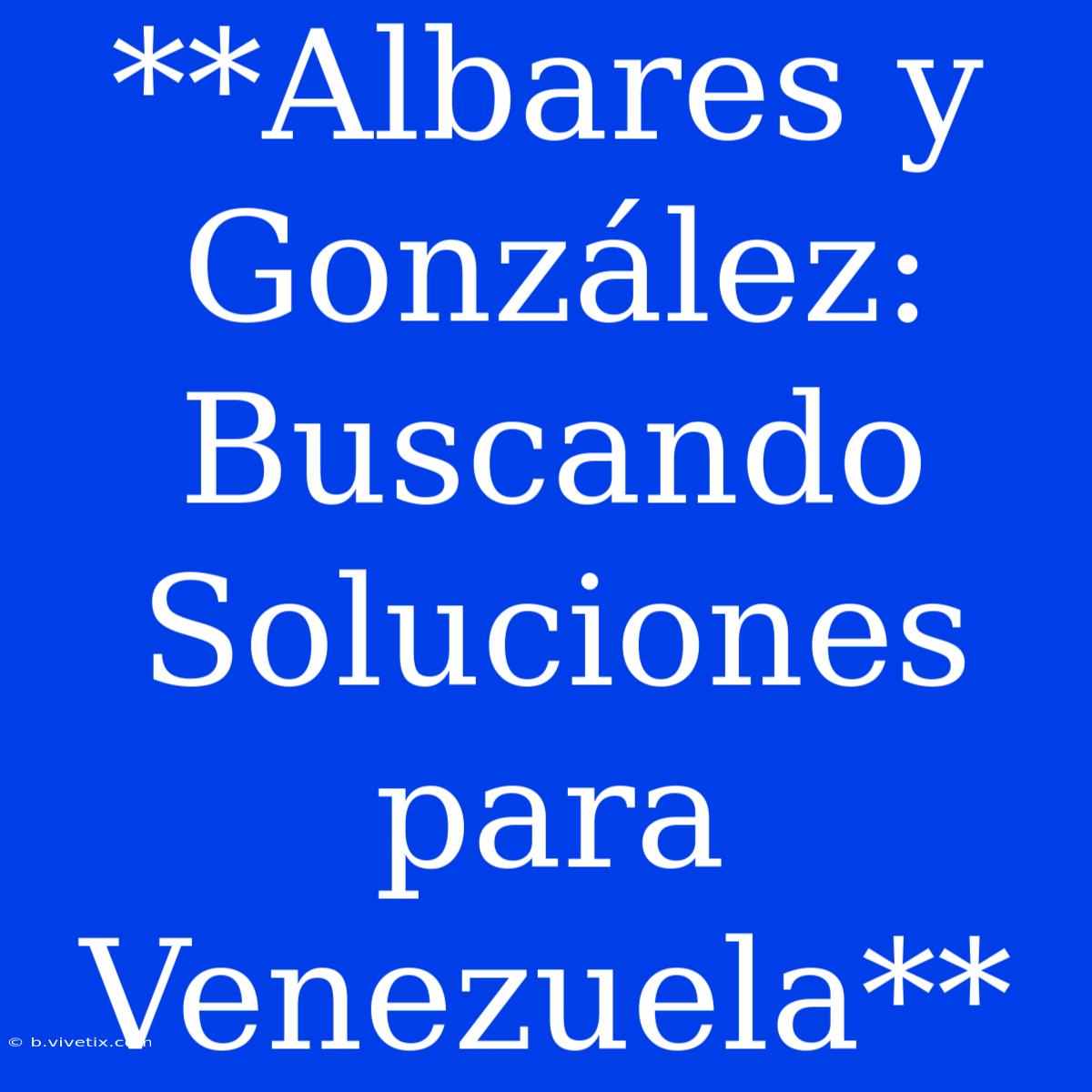 **Albares Y González: Buscando Soluciones Para Venezuela**