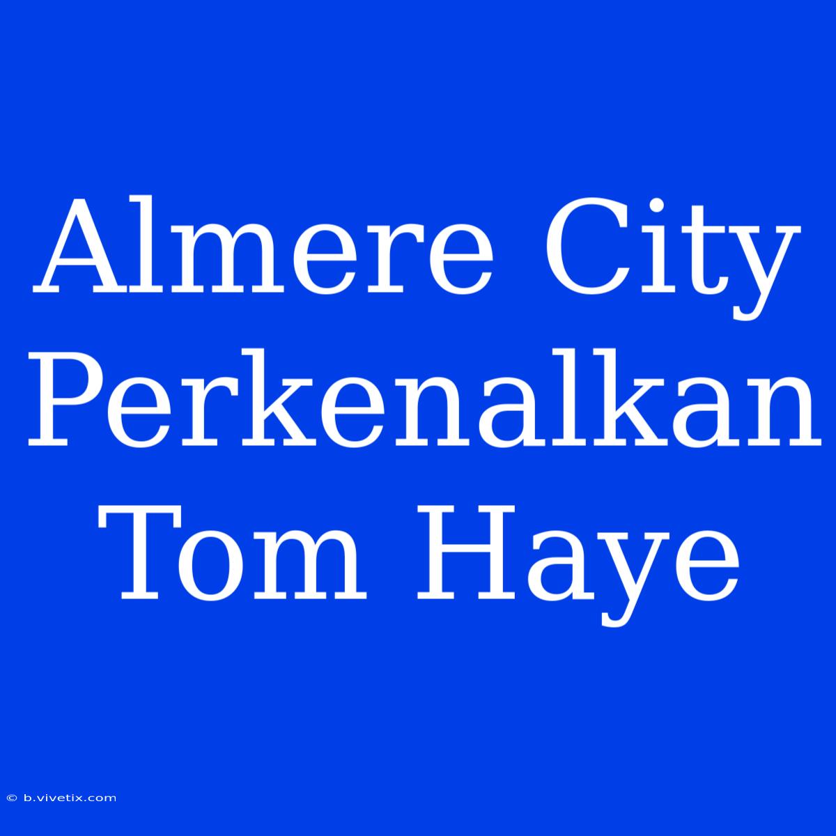 Almere City Perkenalkan Tom Haye