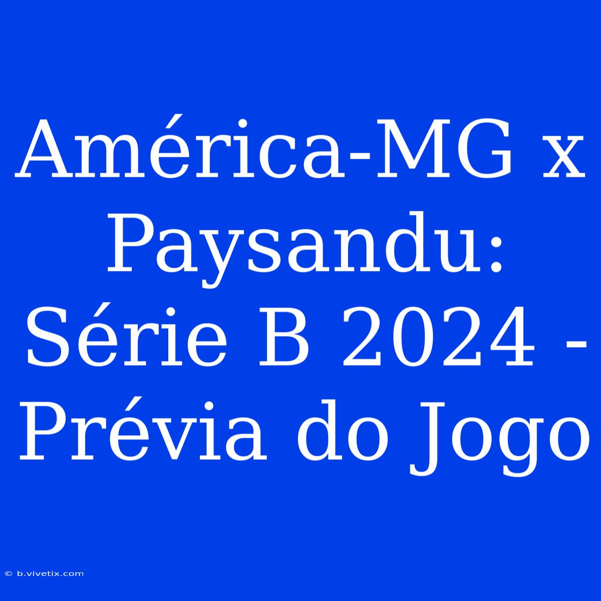 América-MG X Paysandu: Série B 2024 - Prévia Do Jogo