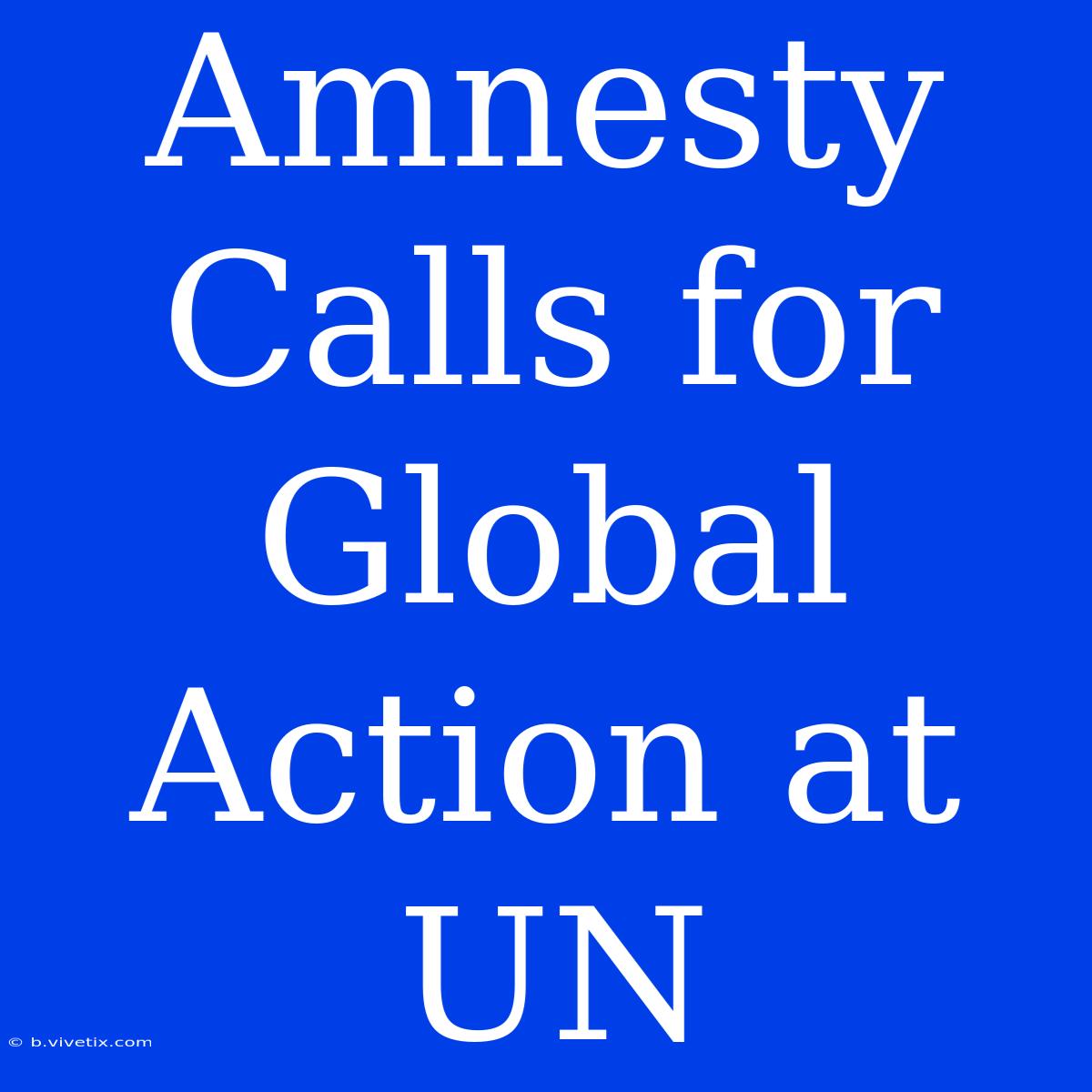 Amnesty Calls For Global Action At UN