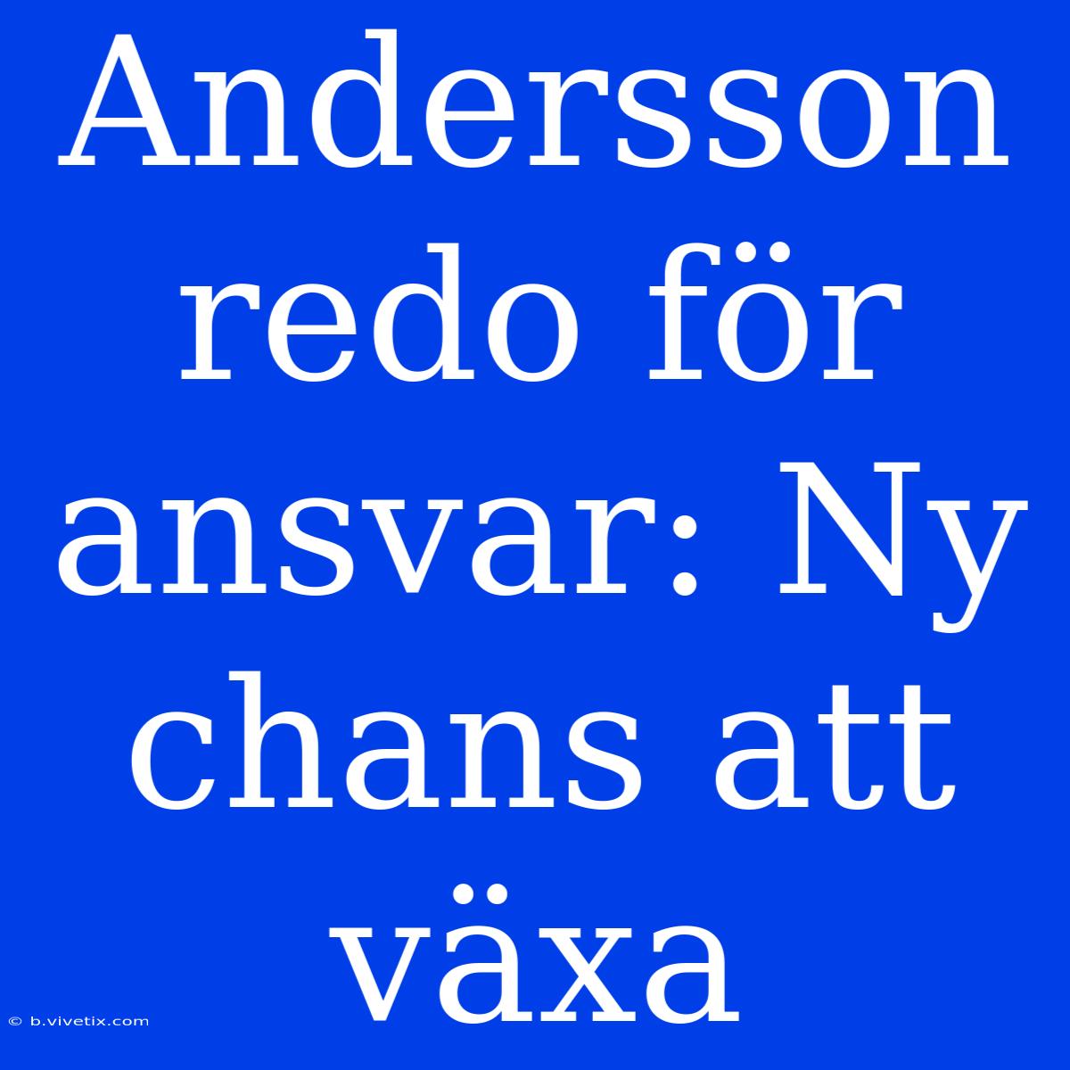 Andersson Redo För Ansvar: Ny Chans Att Växa