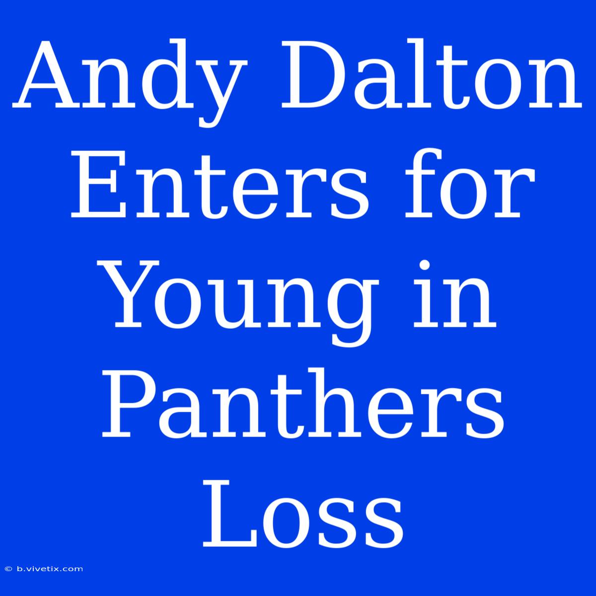 Andy Dalton Enters For Young In Panthers Loss