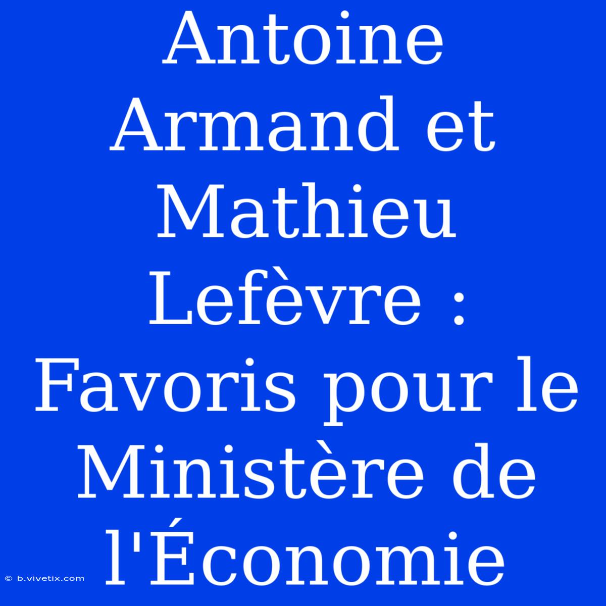 Antoine Armand Et Mathieu Lefèvre : Favoris Pour Le Ministère De L'Économie 