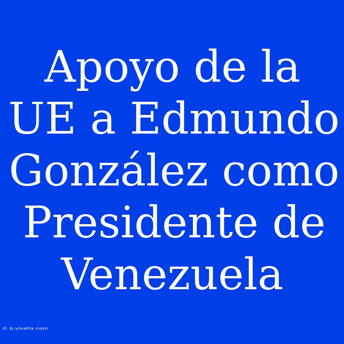 Apoyo De La UE A Edmundo González Como Presidente De Venezuela