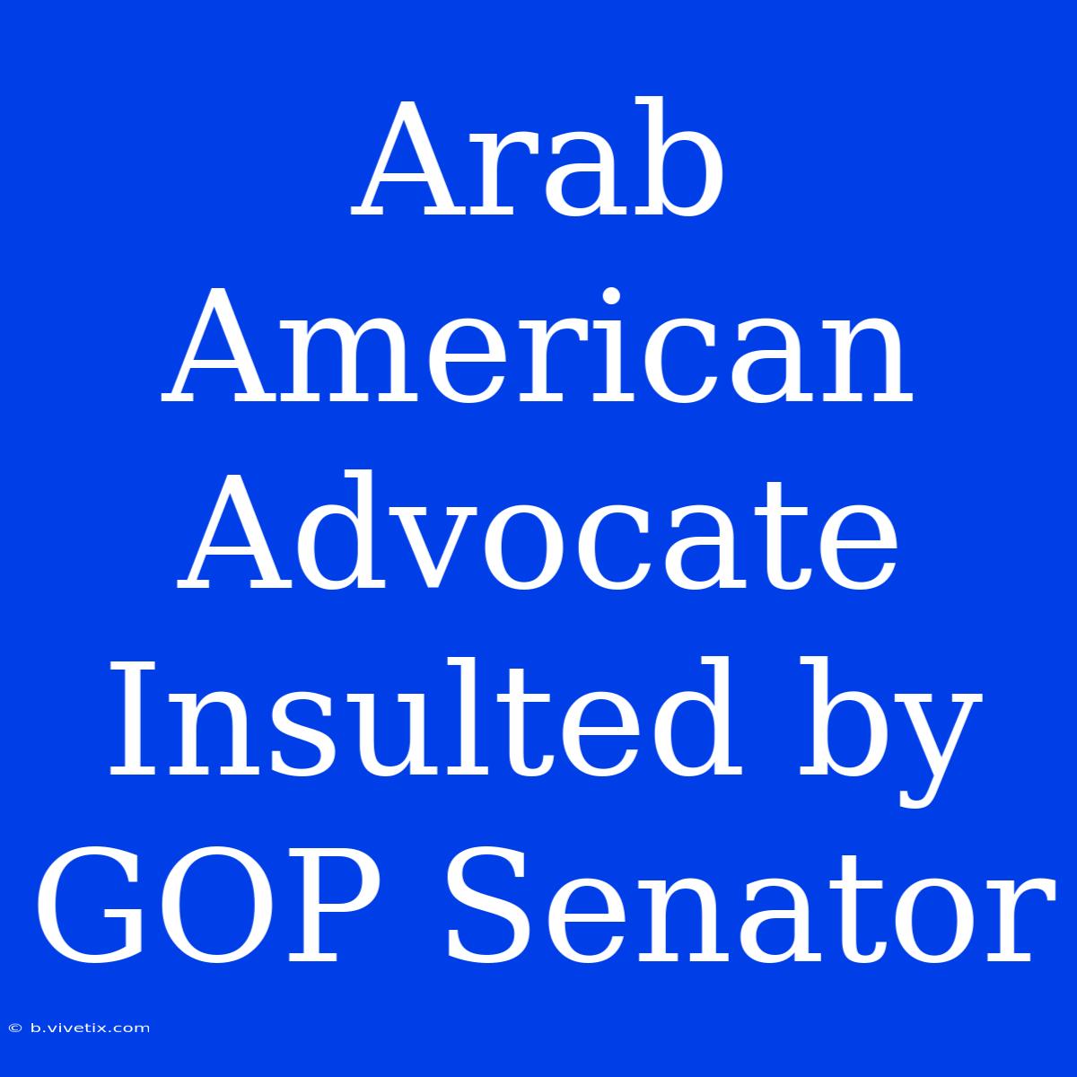 Arab American Advocate Insulted By GOP Senator 