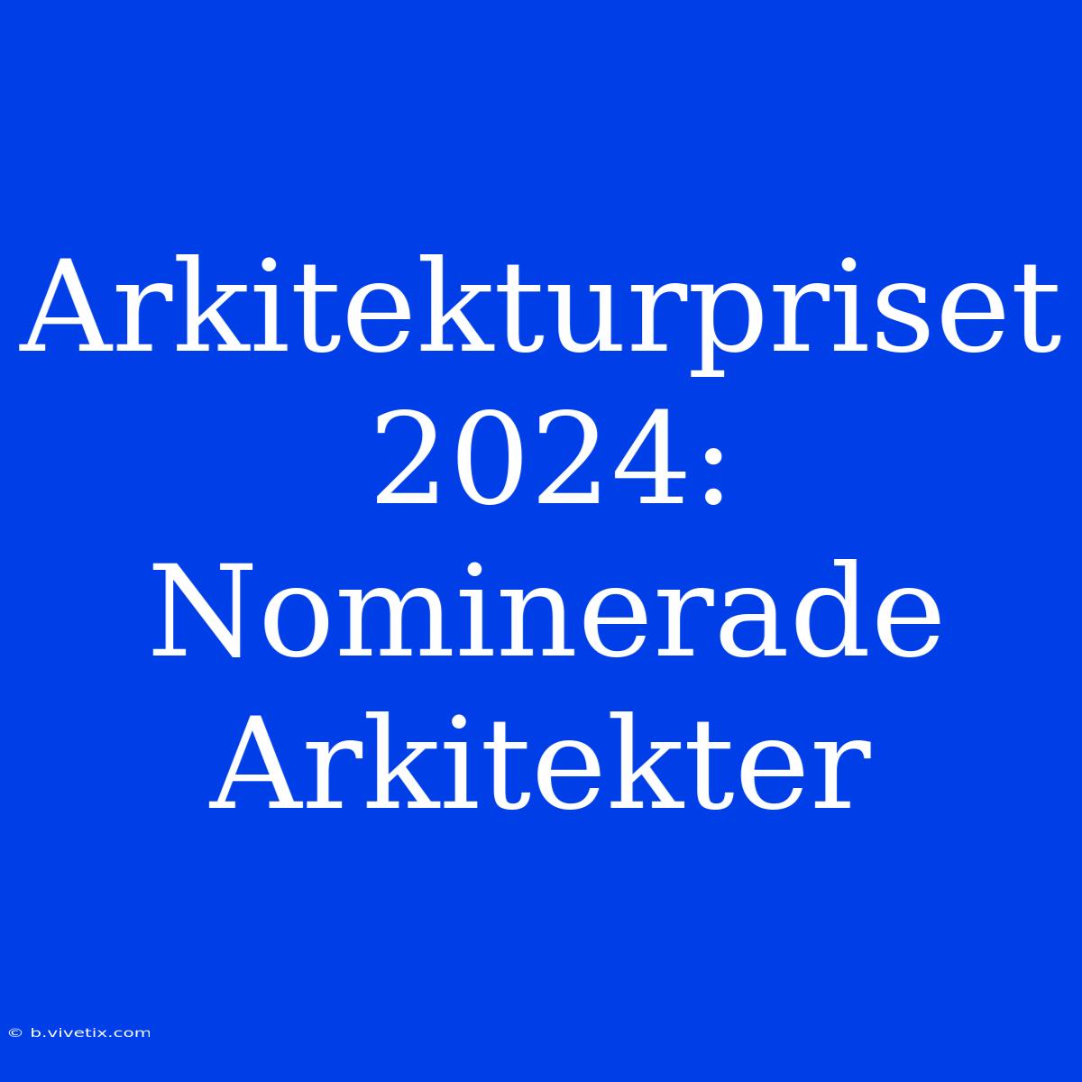 Arkitekturpriset 2024: Nominerade Arkitekter 