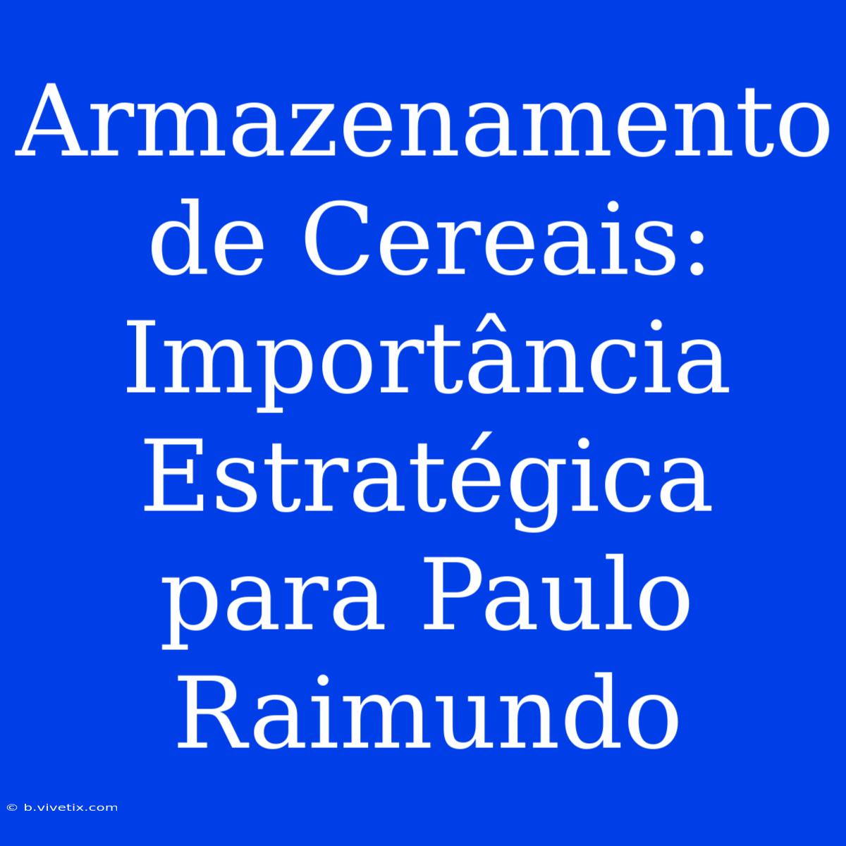 Armazenamento De Cereais: Importância Estratégica Para Paulo Raimundo