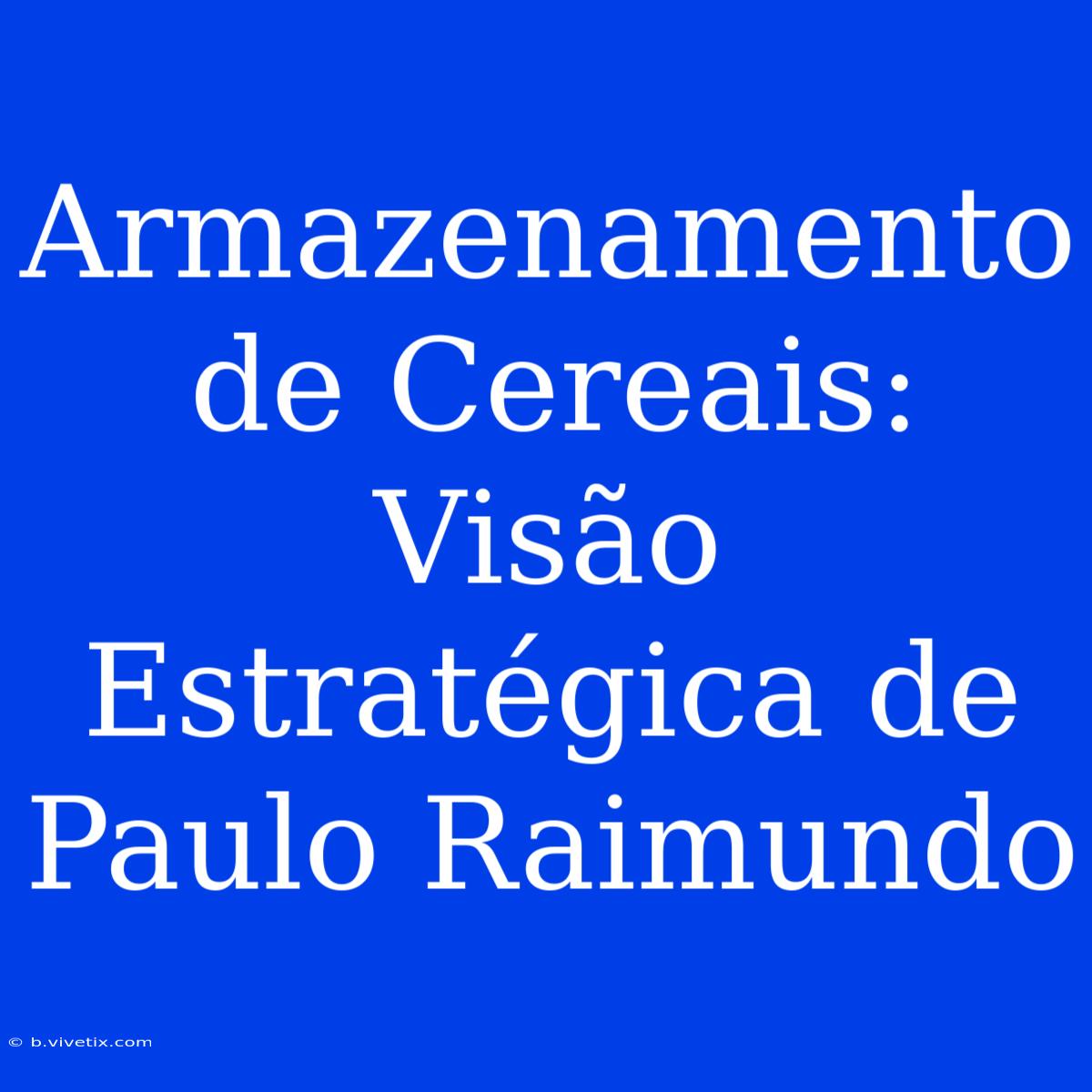 Armazenamento De Cereais:  Visão Estratégica De Paulo Raimundo