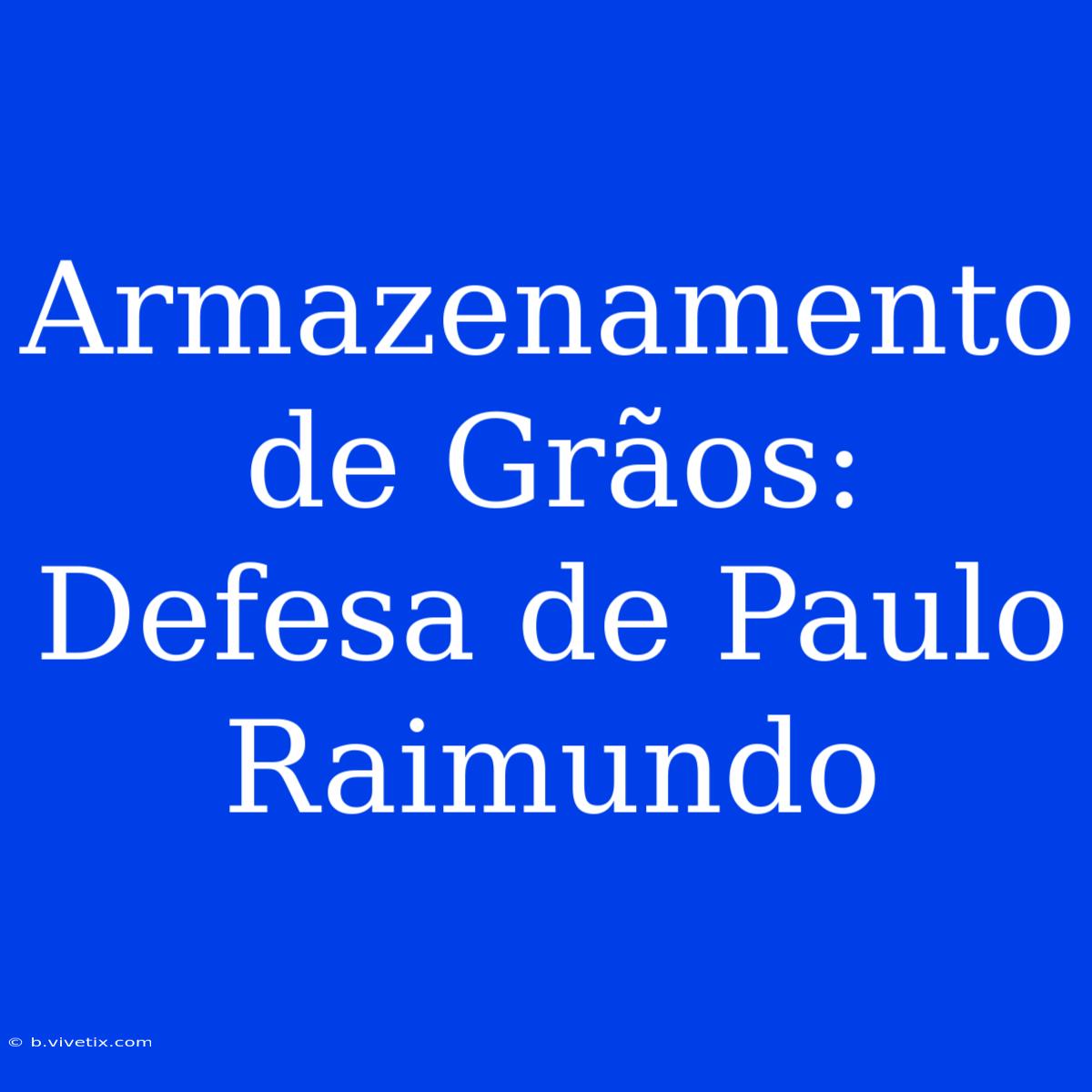 Armazenamento De Grãos: Defesa De Paulo Raimundo