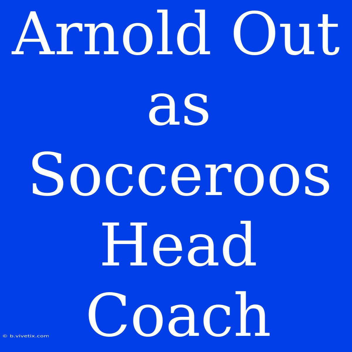 Arnold Out As Socceroos Head Coach