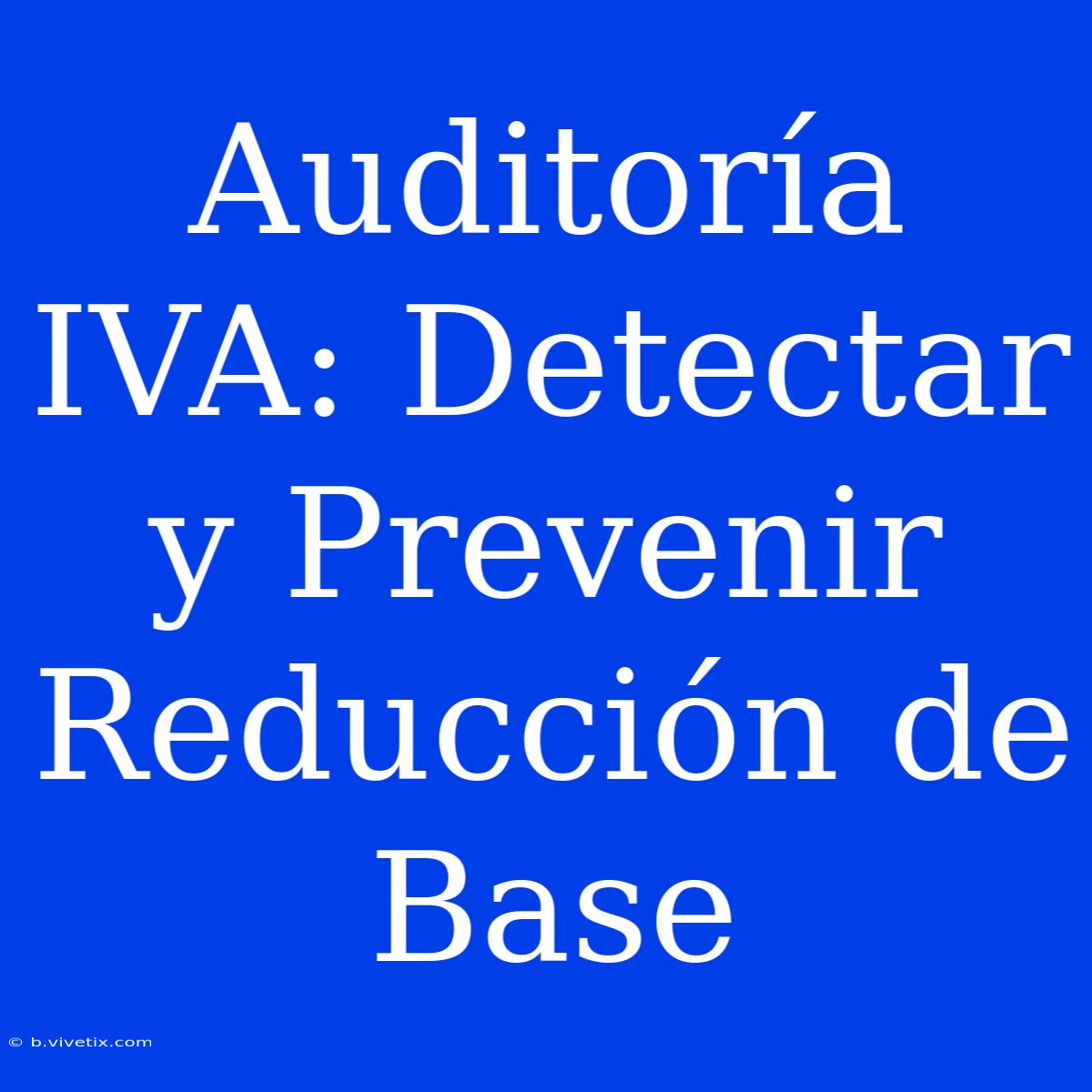 Auditoría IVA: Detectar Y Prevenir Reducción De Base