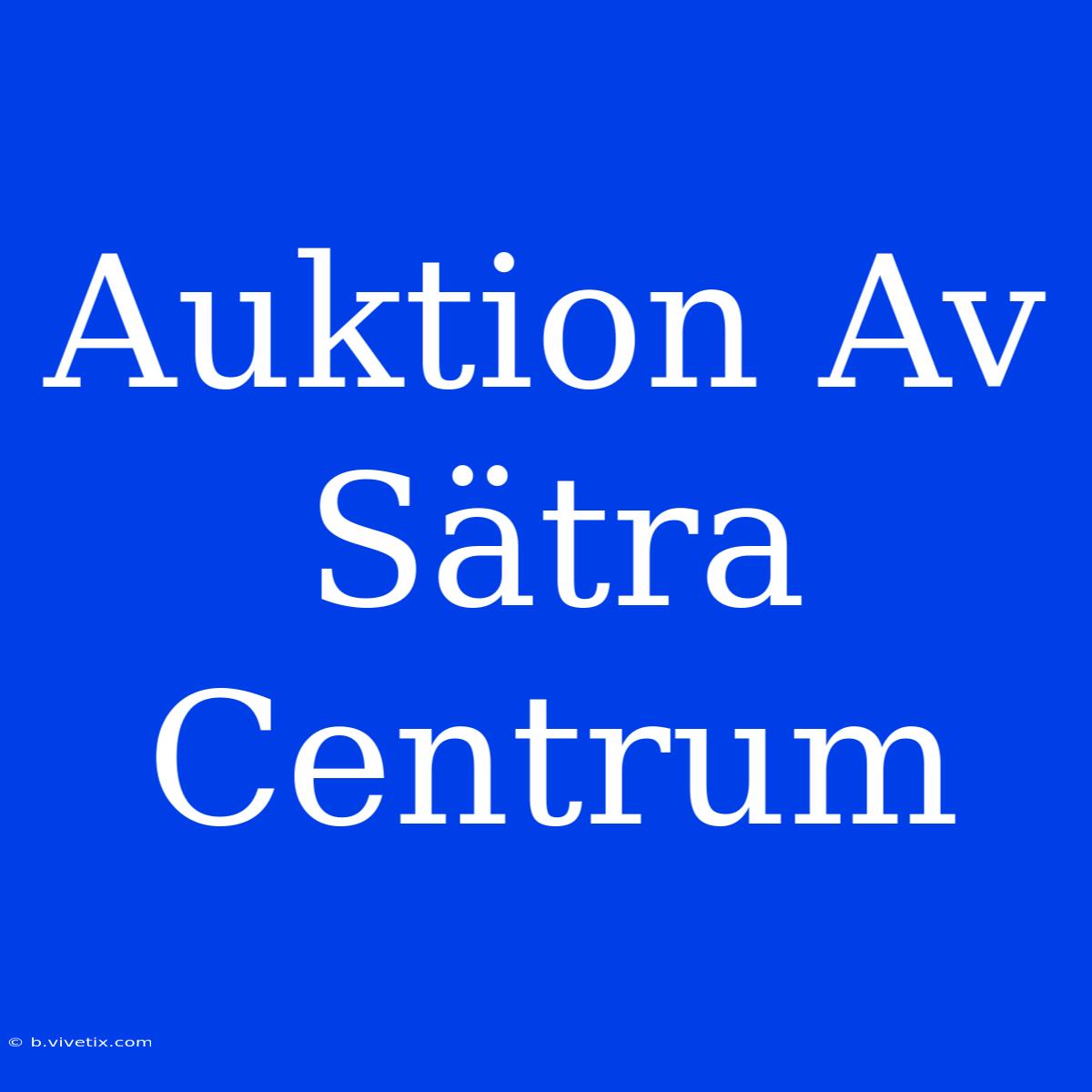 Auktion Av Sätra Centrum