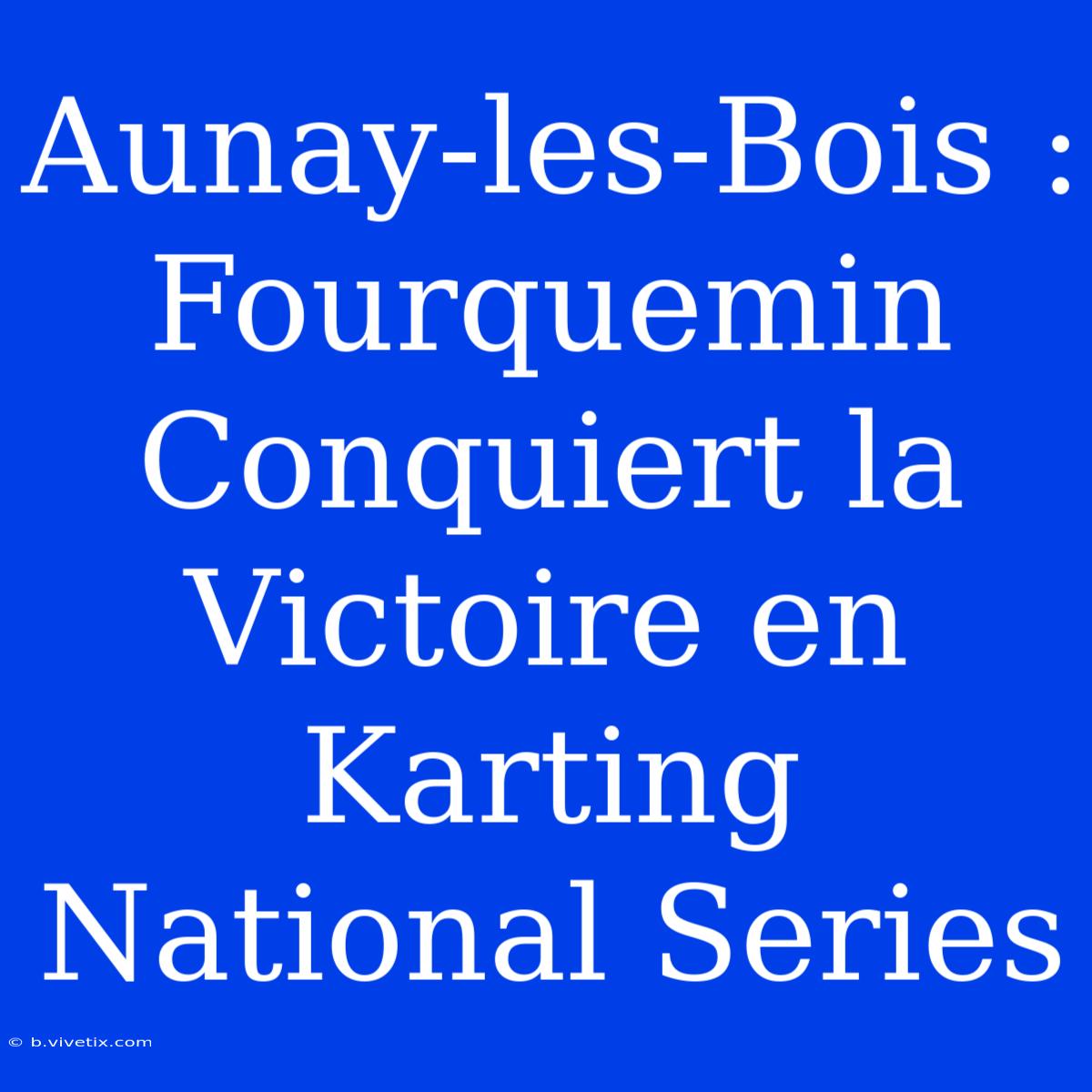 Aunay-les-Bois : Fourquemin Conquiert La Victoire En Karting National Series