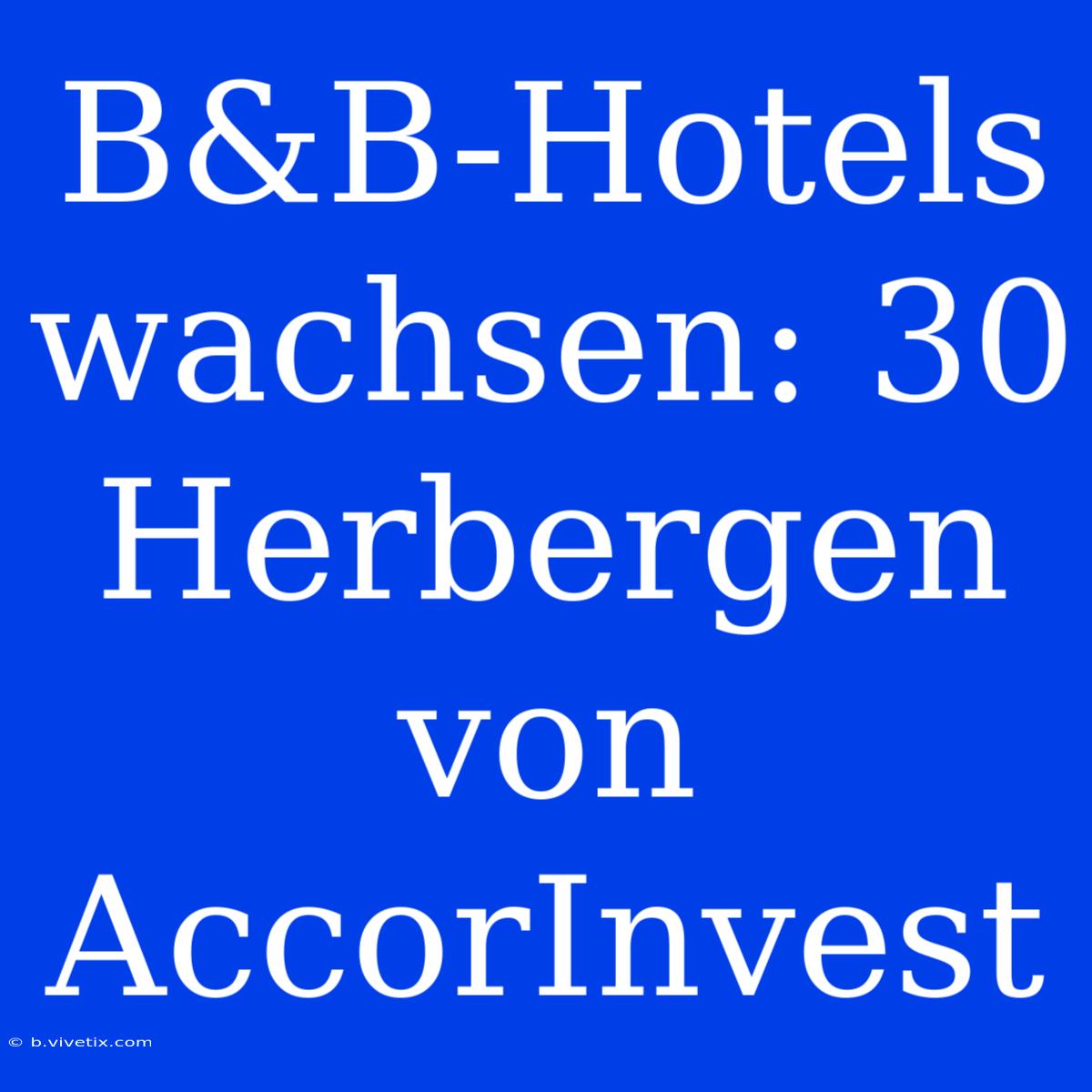 B&B-Hotels Wachsen: 30 Herbergen Von AccorInvest