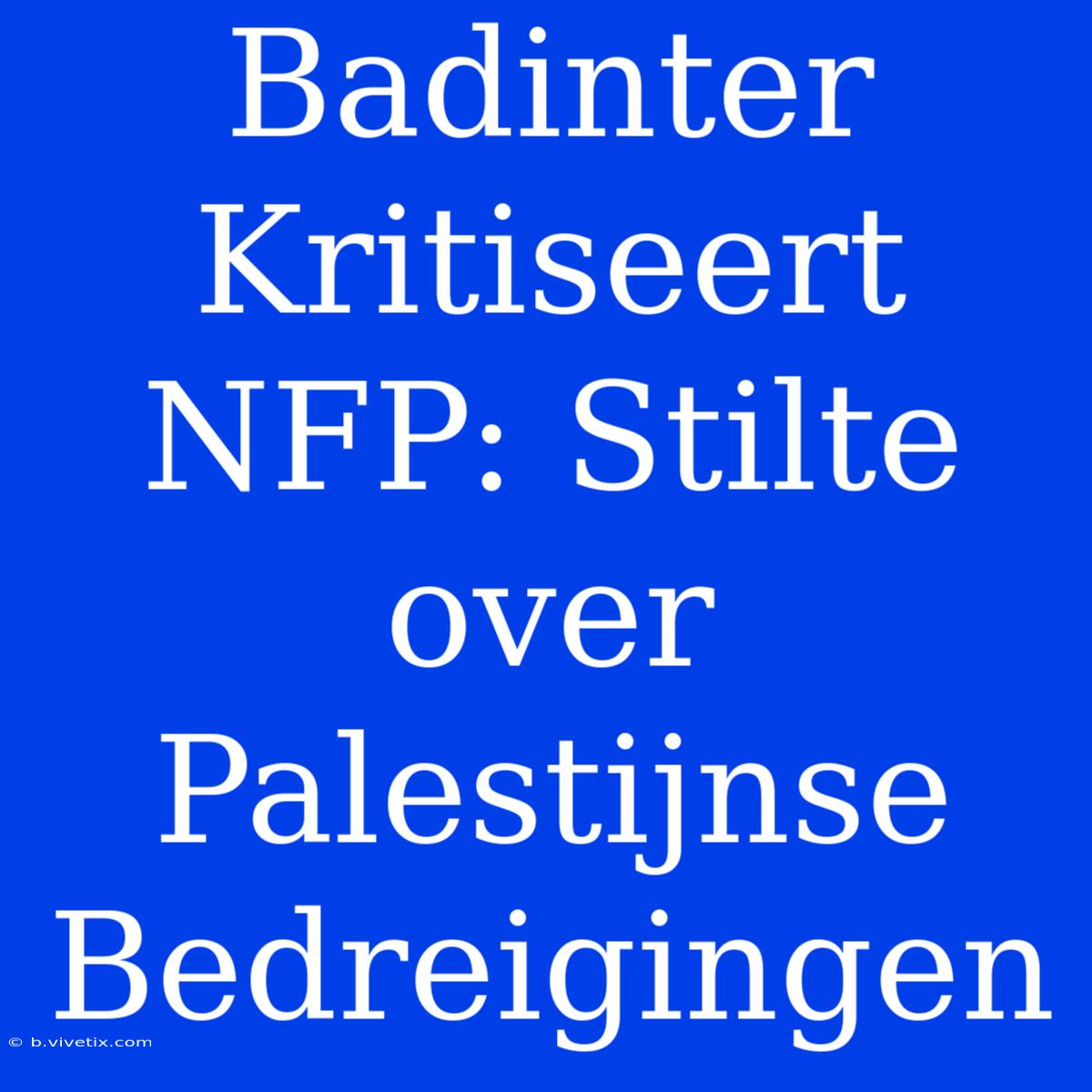 Badinter Kritiseert NFP: Stilte Over Palestijnse Bedreigingen