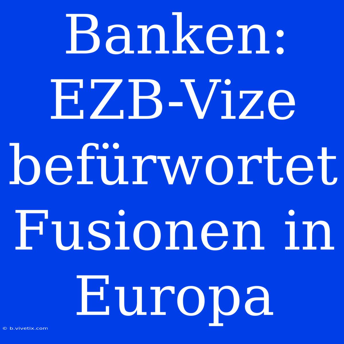 Banken: EZB-Vize Befürwortet Fusionen In Europa