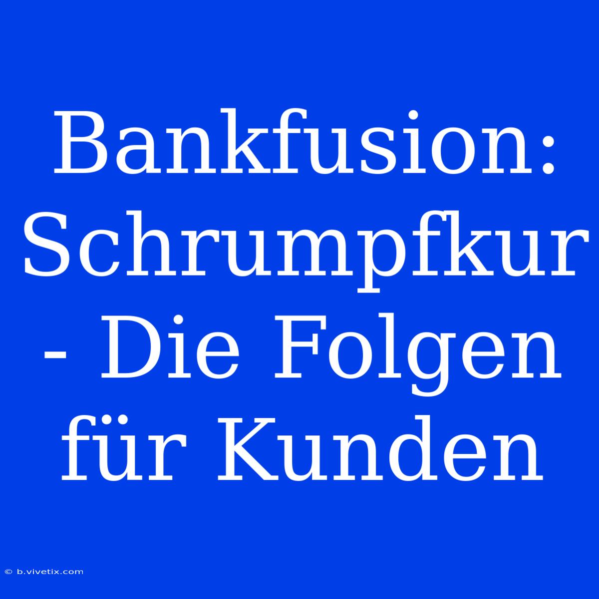 Bankfusion: Schrumpfkur - Die Folgen Für Kunden