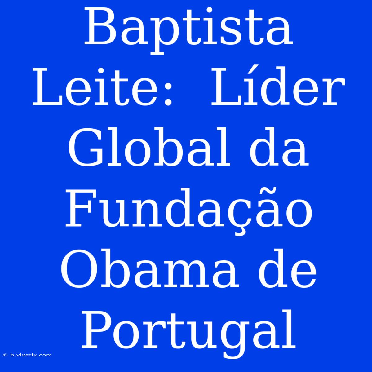 Baptista Leite:  Líder Global Da Fundação Obama De Portugal