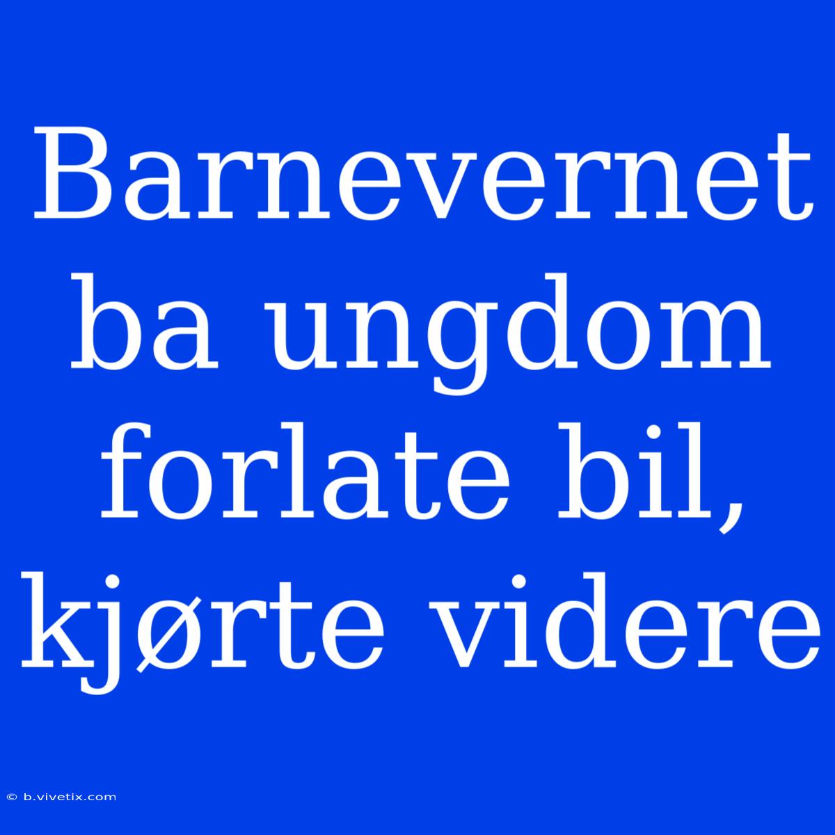 Barnevernet Ba Ungdom Forlate Bil, Kjørte Videre