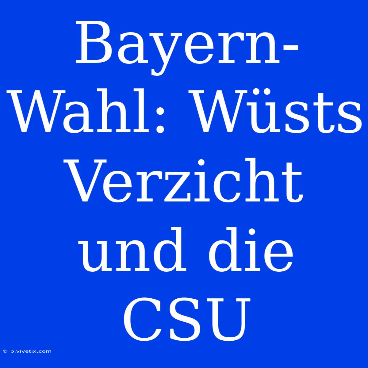 Bayern-Wahl: Wüsts Verzicht Und Die CSU