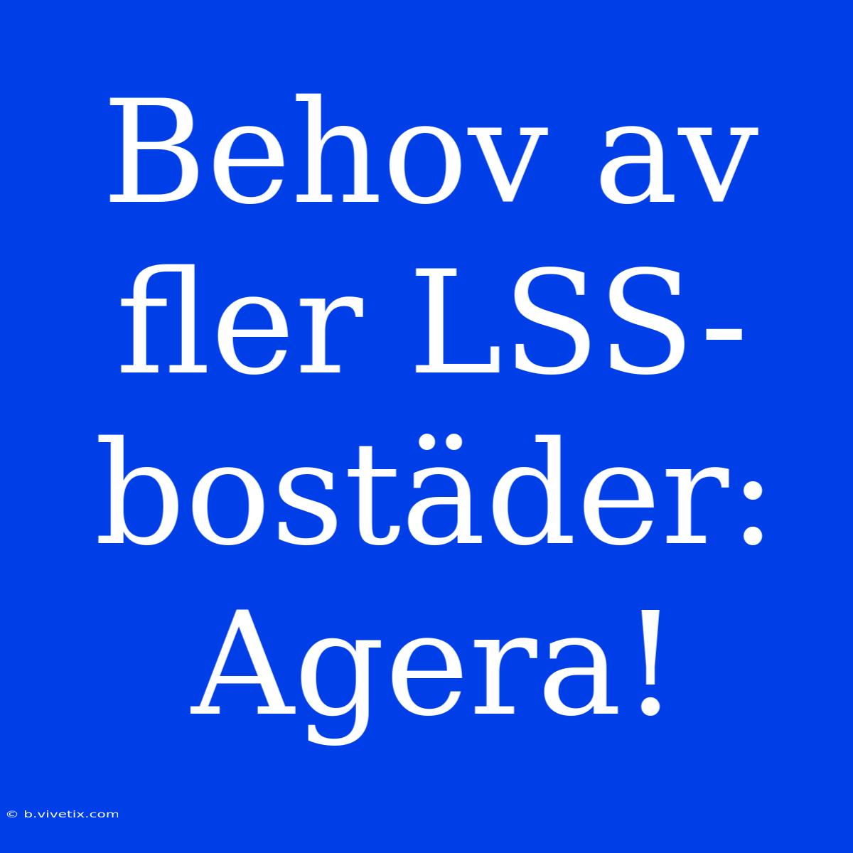 Behov Av Fler LSS-bostäder: Agera!