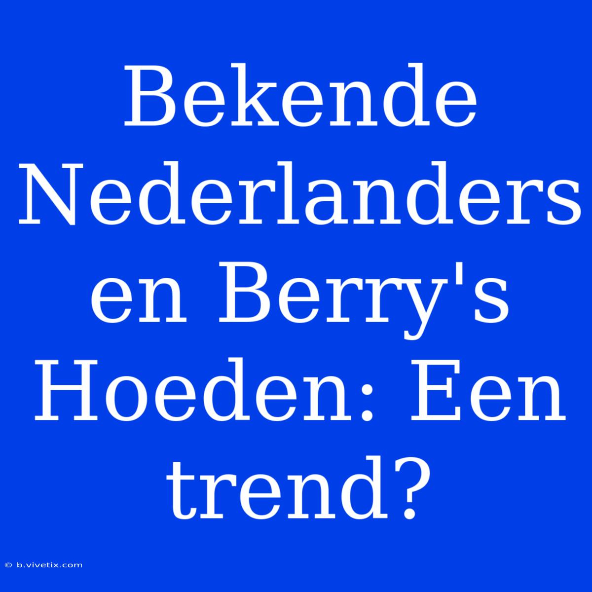 Bekende Nederlanders En Berry's Hoeden: Een Trend?