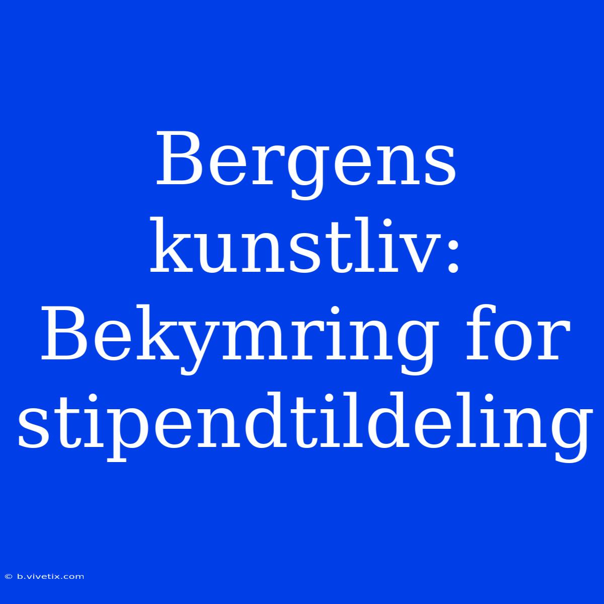 Bergens Kunstliv: Bekymring For Stipendtildeling