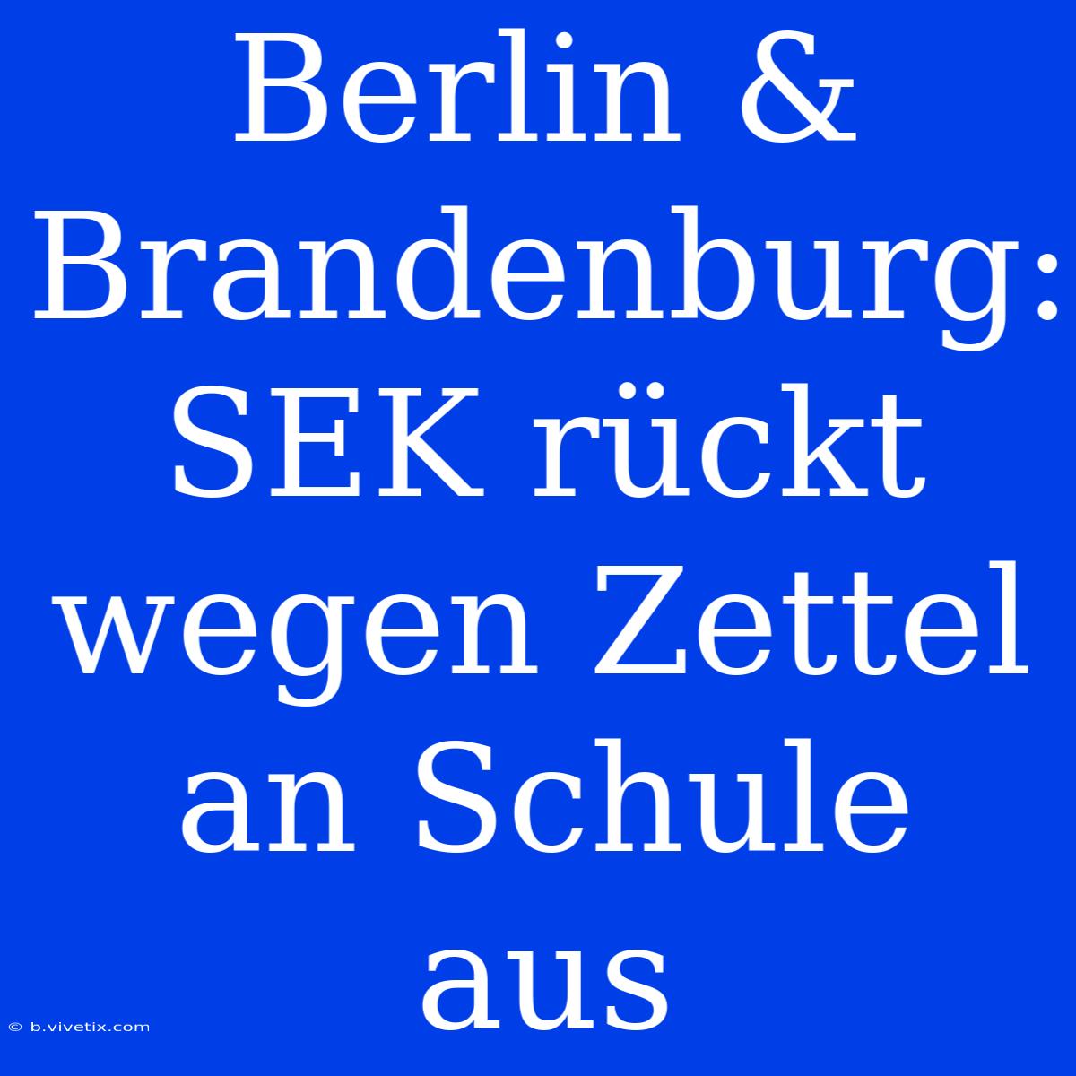 Berlin & Brandenburg: SEK Rückt Wegen Zettel An Schule Aus