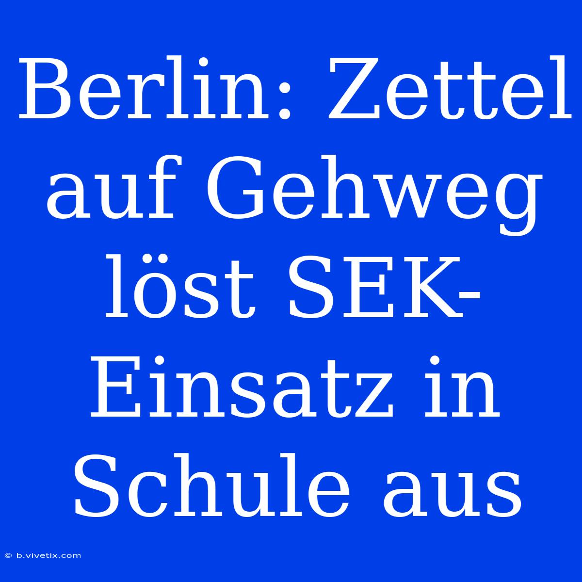 Berlin: Zettel Auf Gehweg Löst SEK-Einsatz In Schule Aus