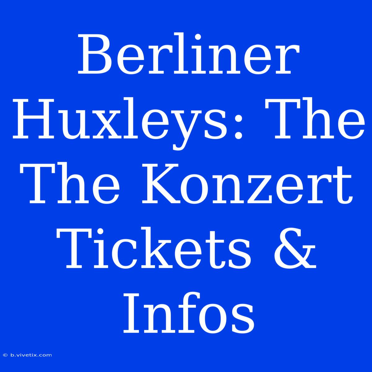 Berliner Huxleys: The The Konzert Tickets & Infos