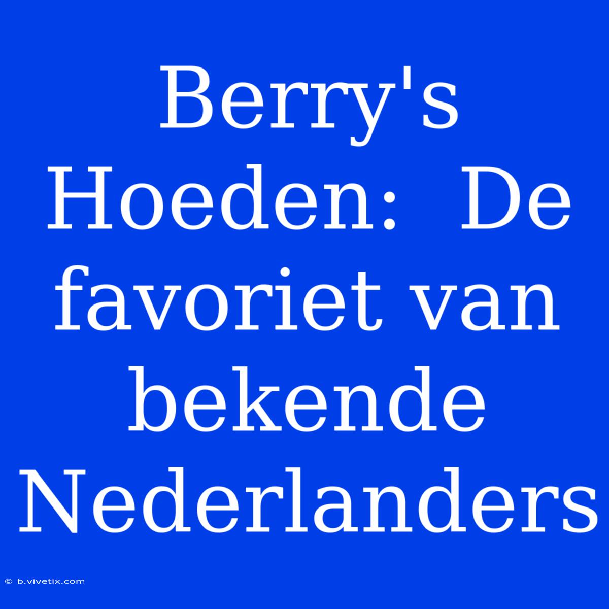 Berry's Hoeden:  De Favoriet Van Bekende Nederlanders