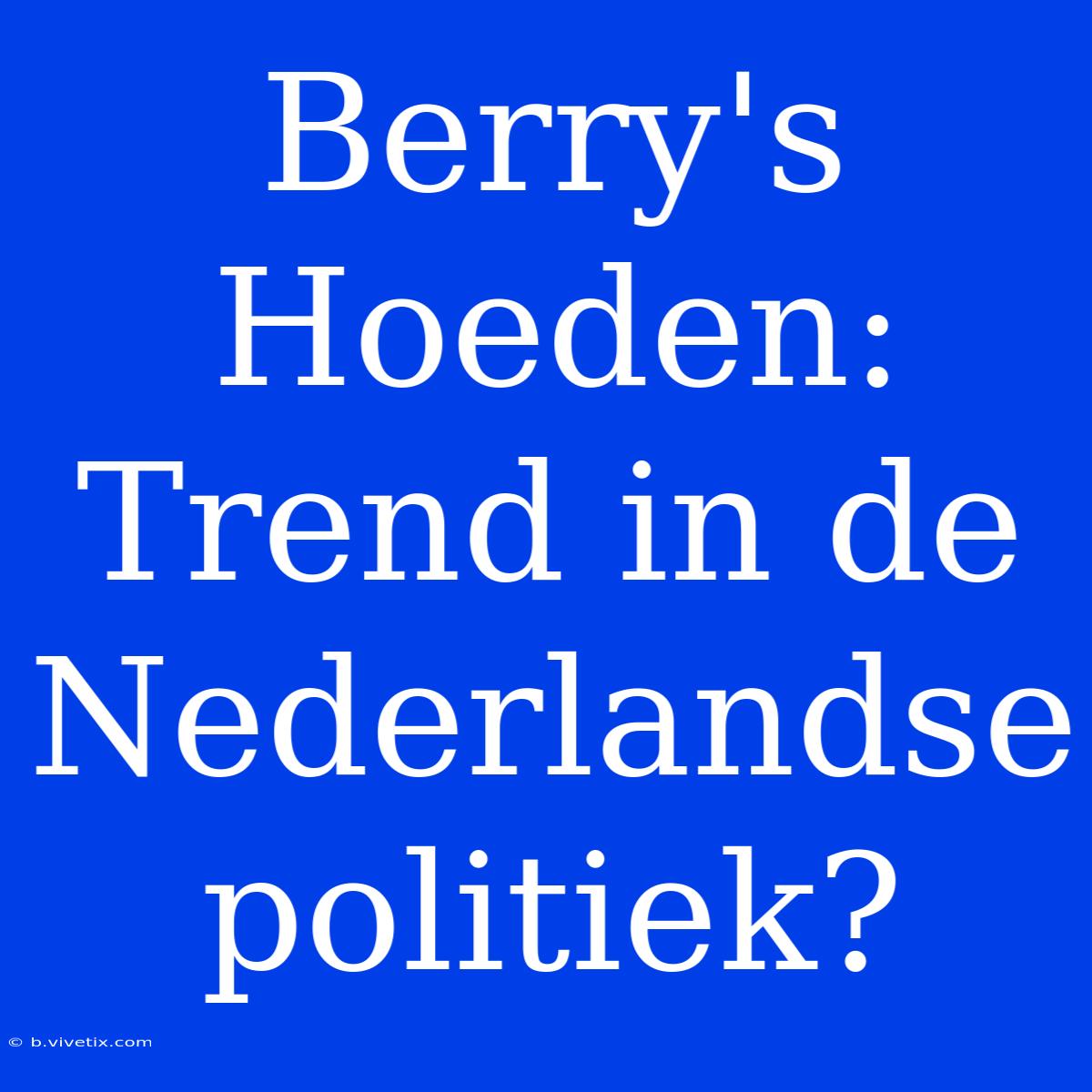 Berry's Hoeden:  Trend In De Nederlandse Politiek?